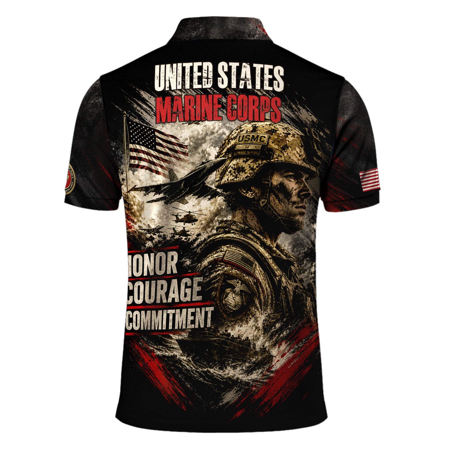 US Marine Corps Personalized Military Rank All Over Print Polo Shirt