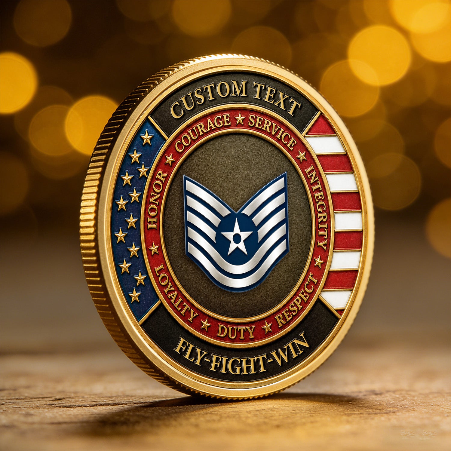 Air Force Veteran Personalized Rank 3D Challenge Coin Keepsake