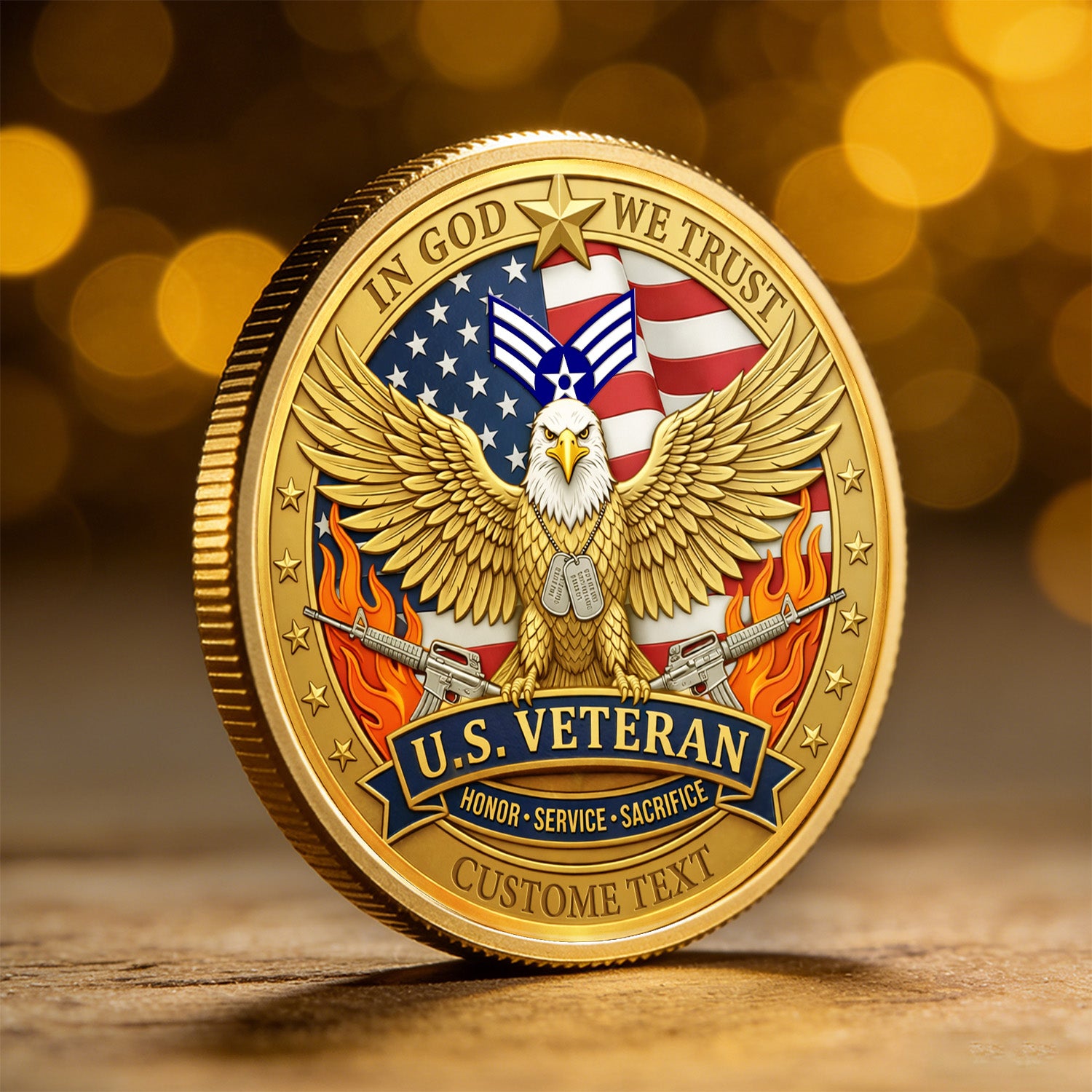 Personalized U.S. Air Force Veteran Eagle Challenge Coin