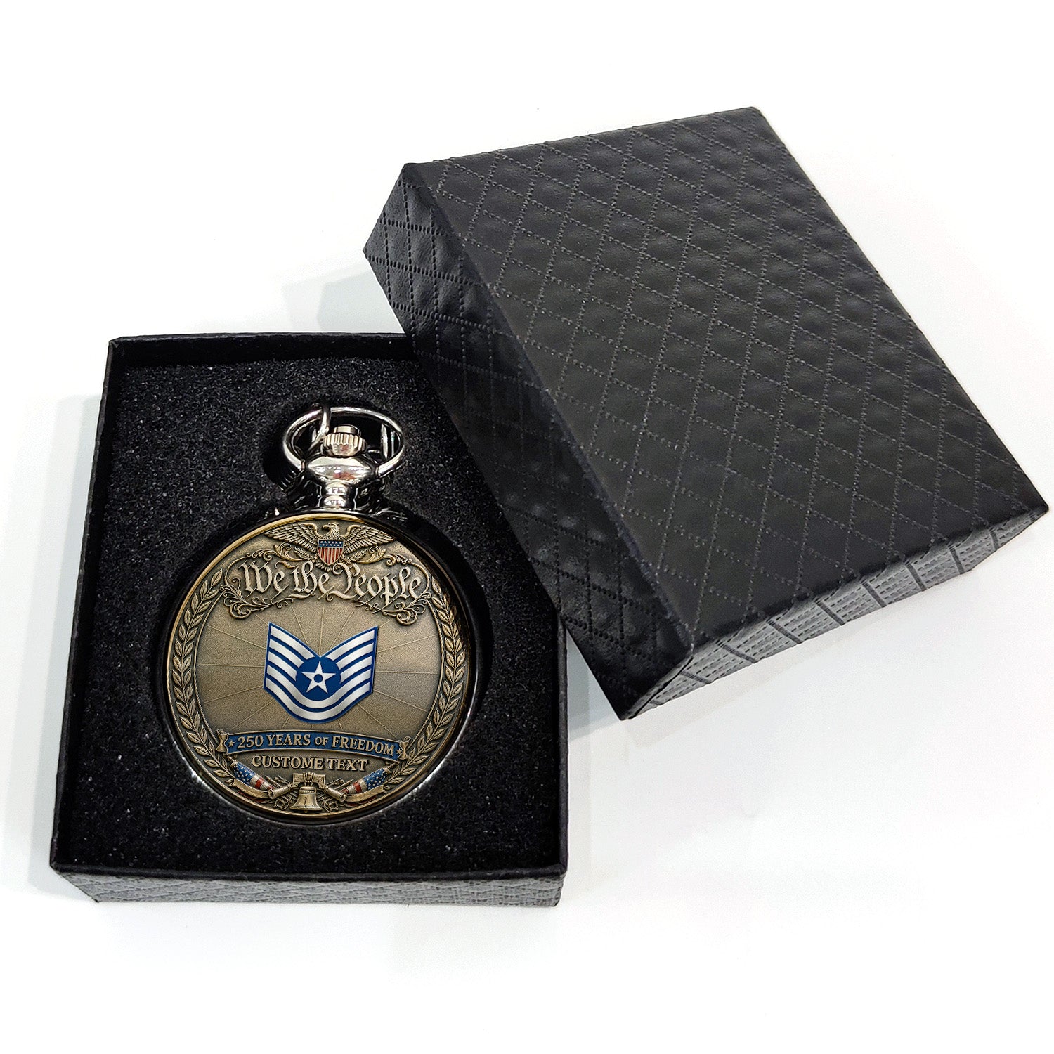 US Air Force 250 Years Pocket Watch Custom Name Rank Gift