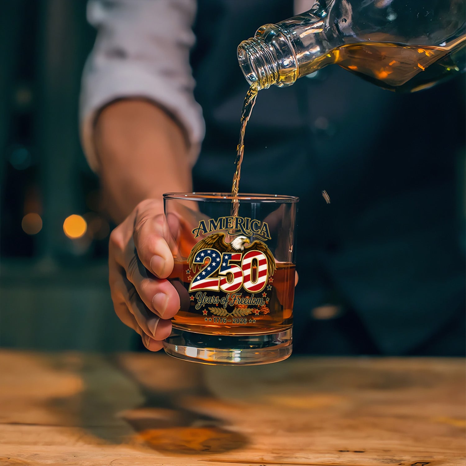 American Eagle Whiskey Glass USA 250th Anniversary