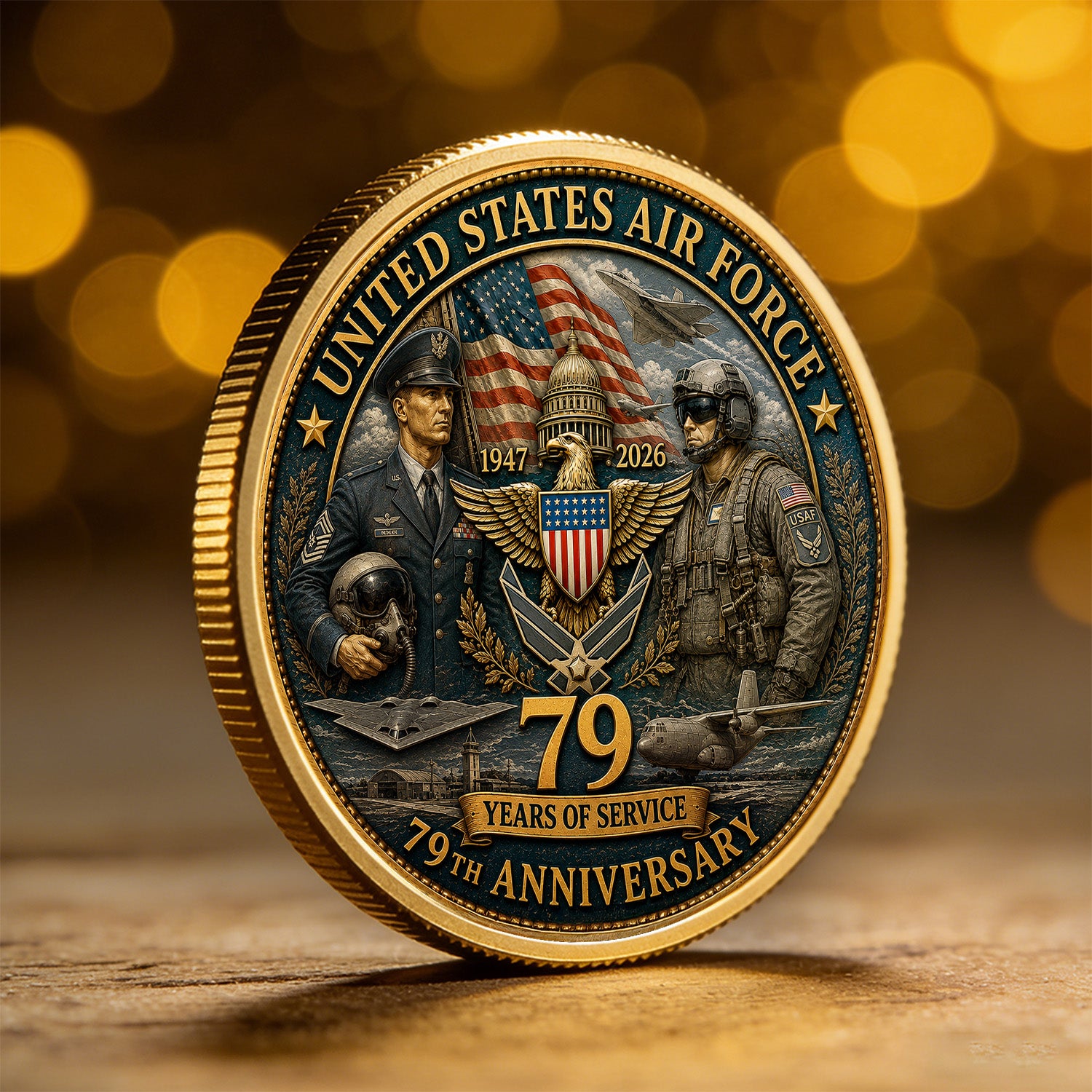 Personalized U.S. Air Force 250th Anniversary Soldier Challenge Coin