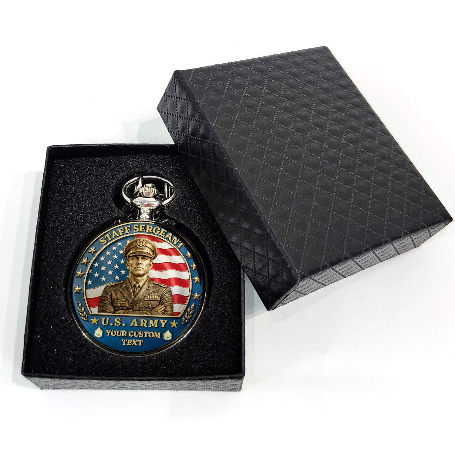 Personalized Army Military Pocket Watch Custom Text Gift
