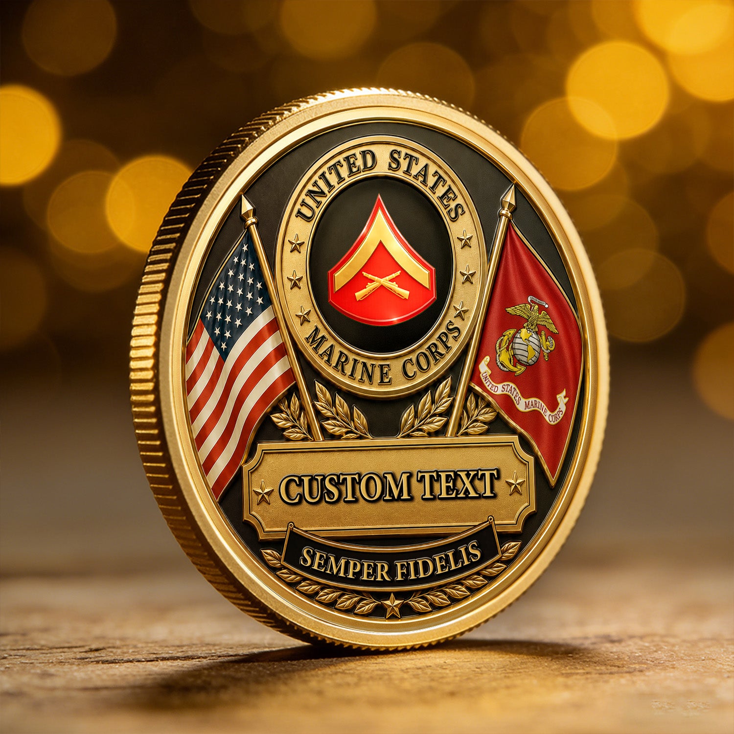 Personalized Marine Service Rank Name 3D Challenge Coin