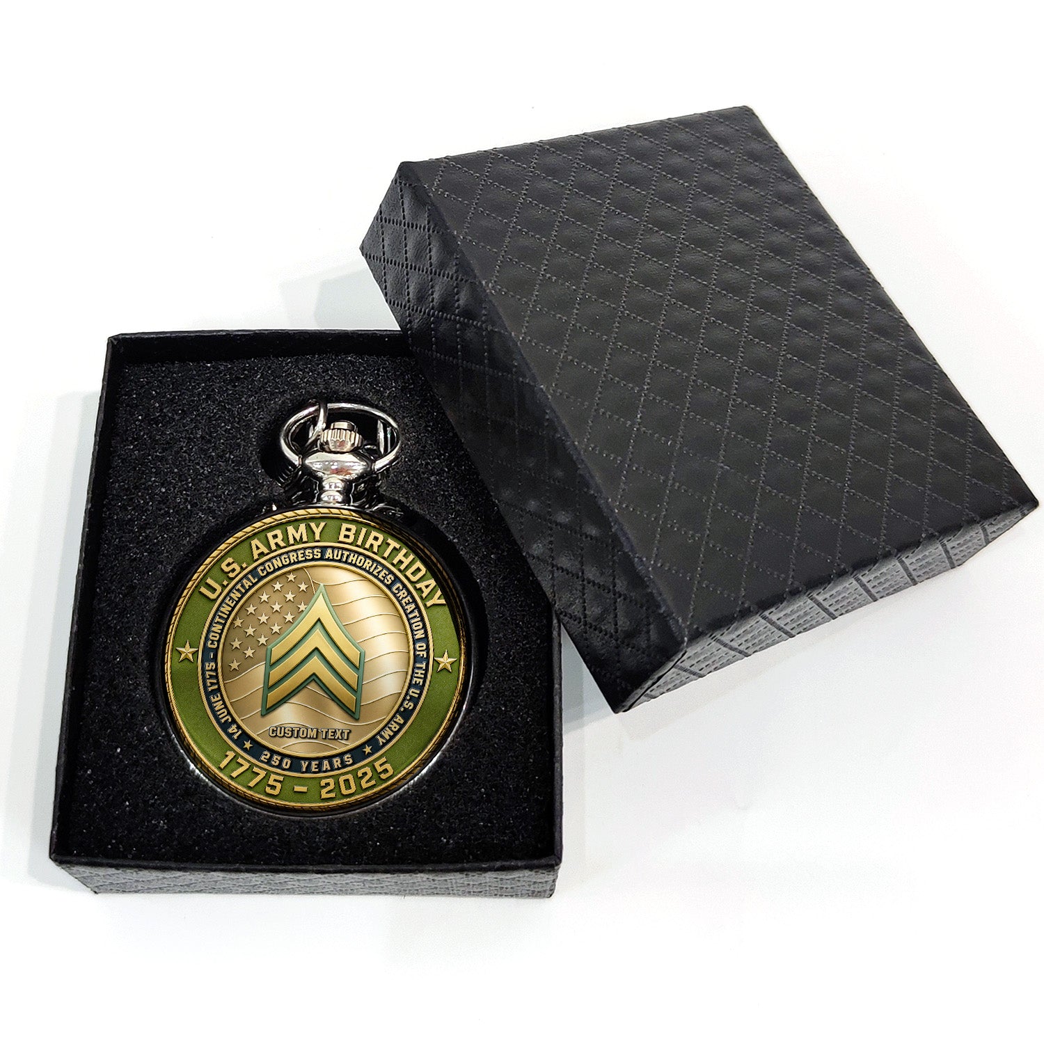 US Army Veteran Pocket Watch 250th Anniversary Gift for Men