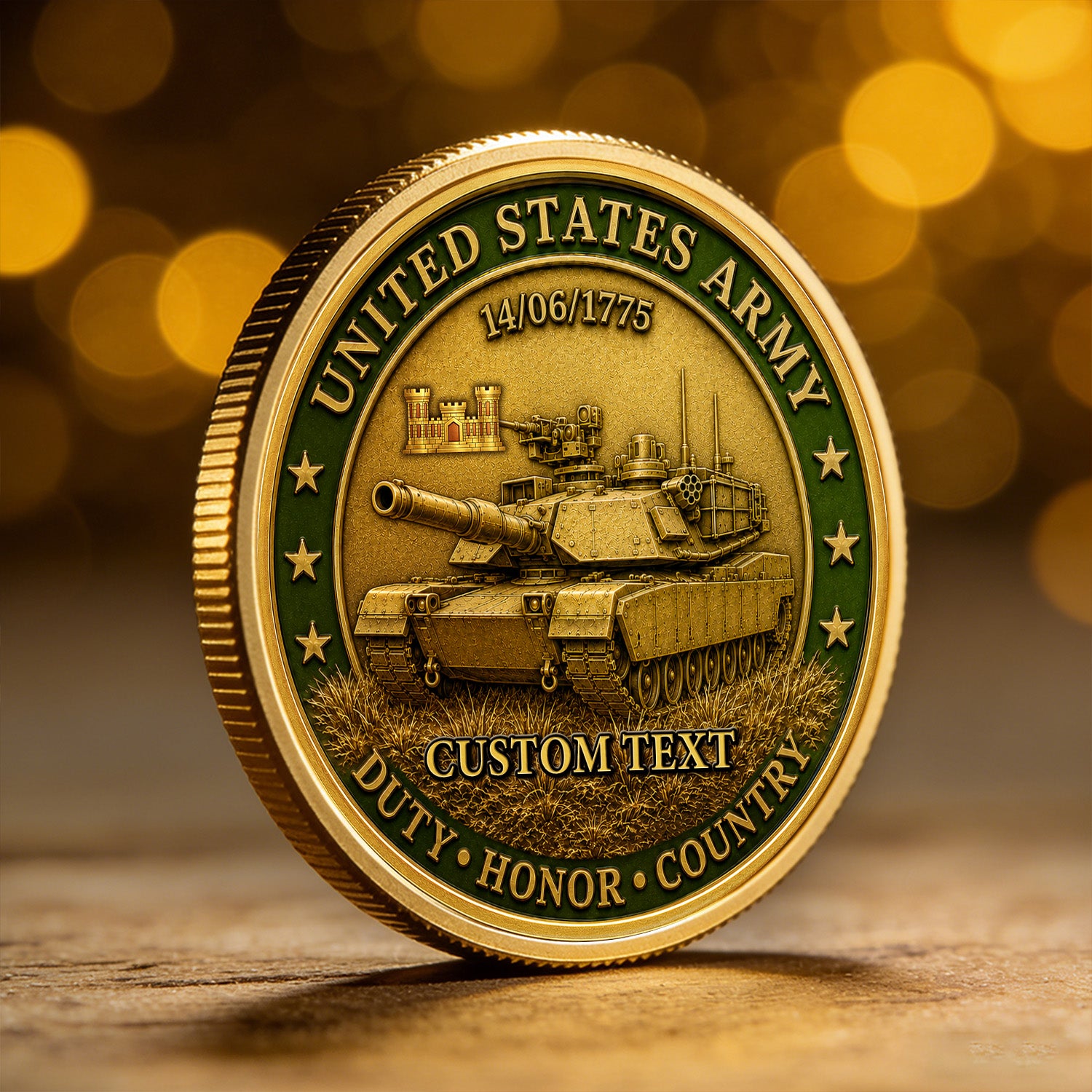 Personalized US Army Leadership Rank 3D Challenge Coin