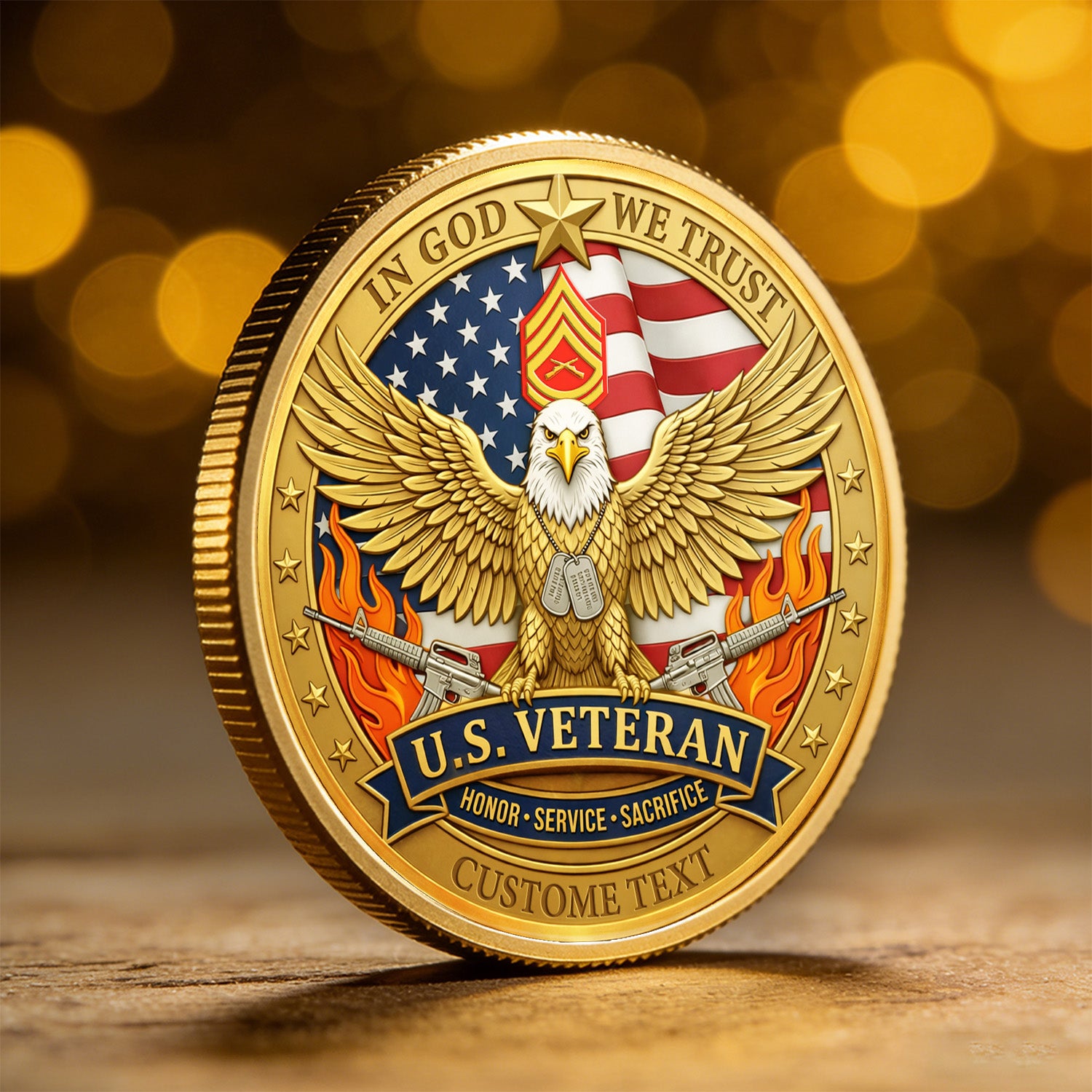 Personalized U.S. MARlNES Veteran Eagle Challenge Coin