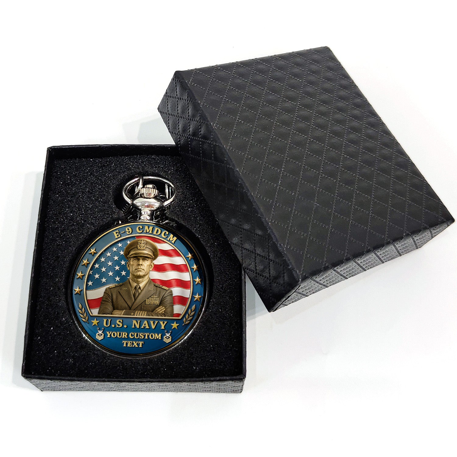 US Navy Sailor Pocket Watch Custom Name Rank Veteran Gift