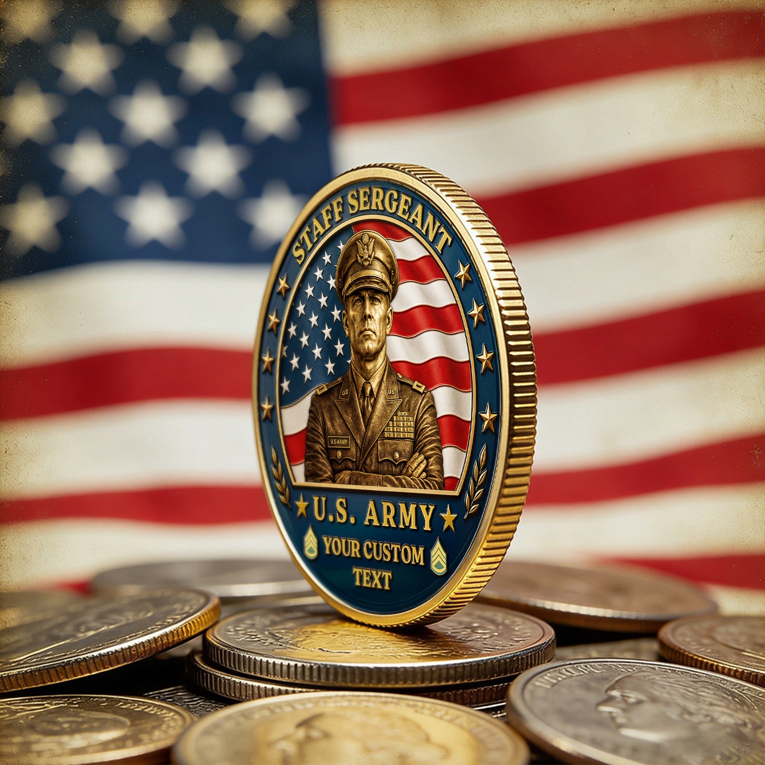 Custom U.S. Army  Veteran Coin with Photo – Personalized Military Keepsake