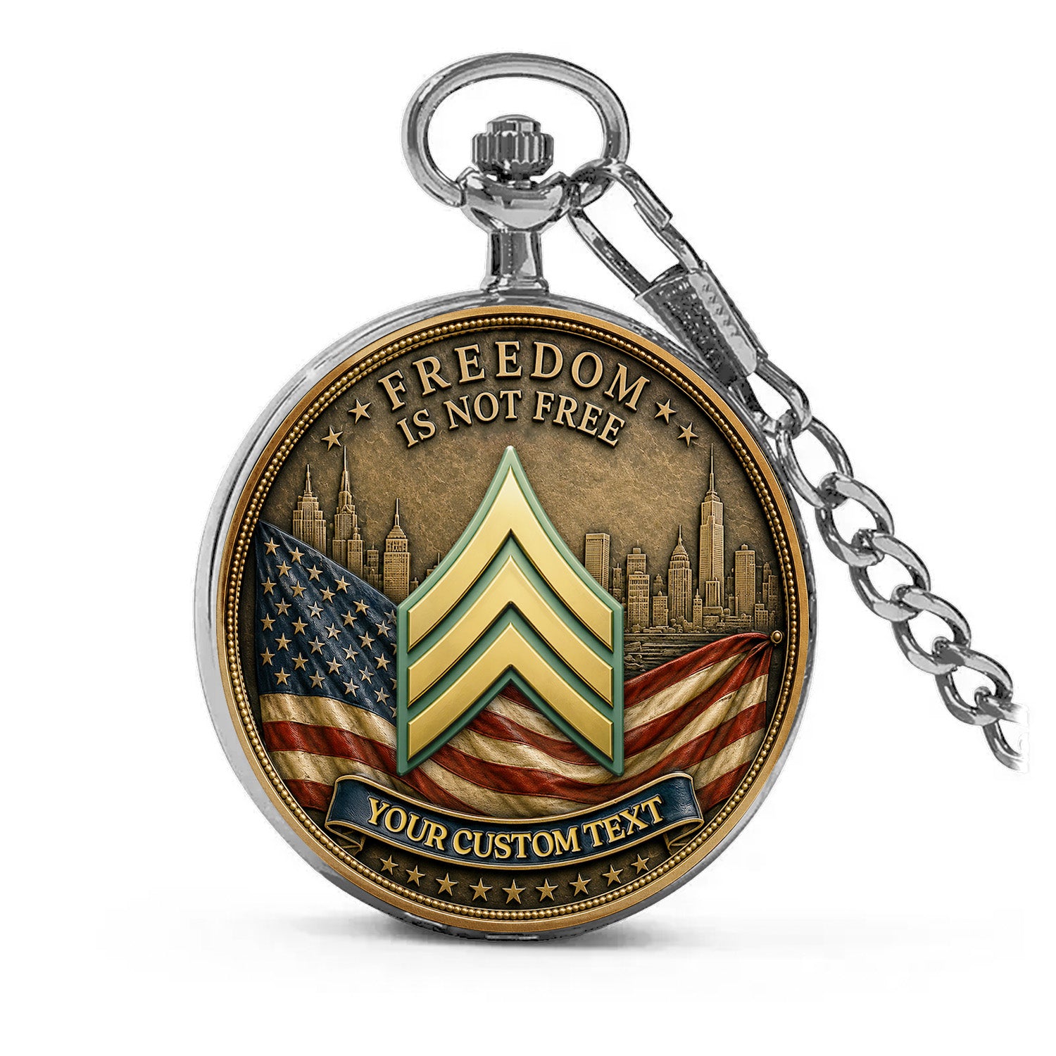 Personalized Army Pocket Watch Custom Rank 250th Anniversary