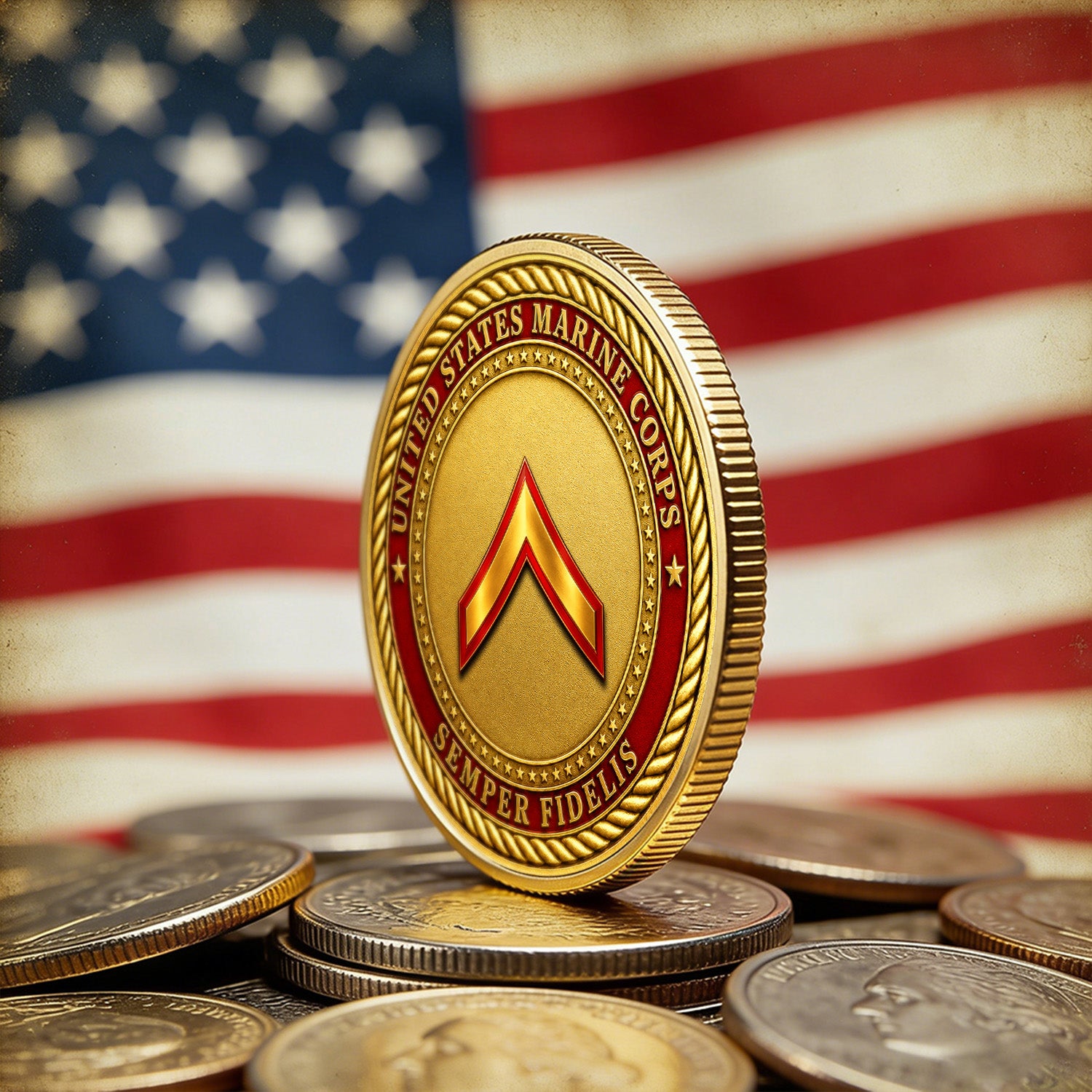 Custom USMC Enlisted Rank Text 3D Challenge Coin Gift