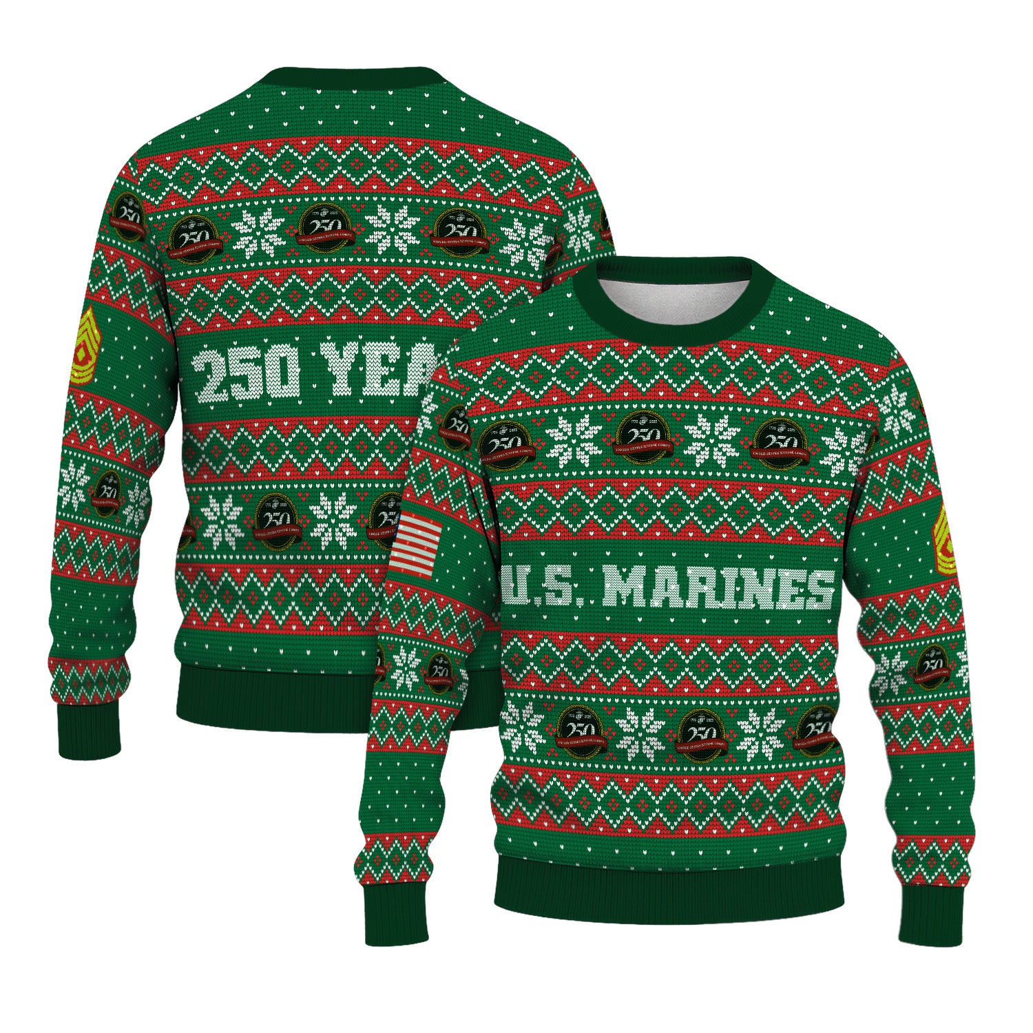 Custom Ranks USMC Ugly Christmas Sweater for Women Men KRUST09