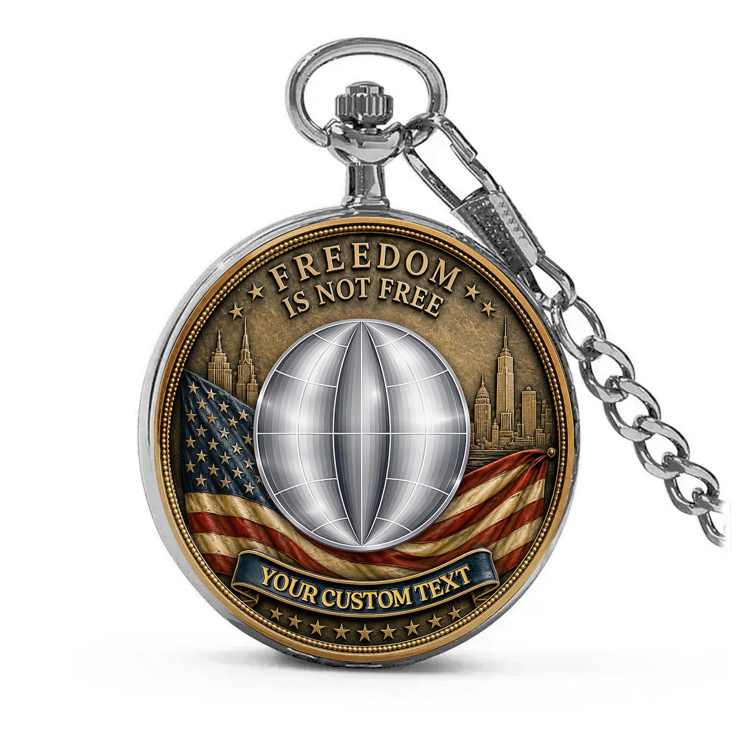 Personalized US Navy 250th Anniversary Pocket Watch Custom Rank Name Gift
