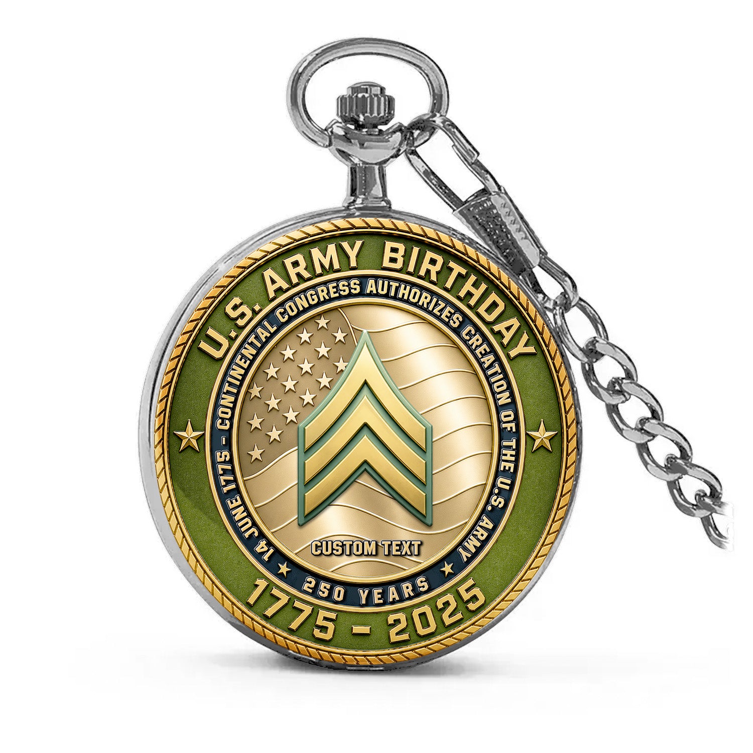 US Army Veteran Pocket Watch 250th Anniversary Gift for Men