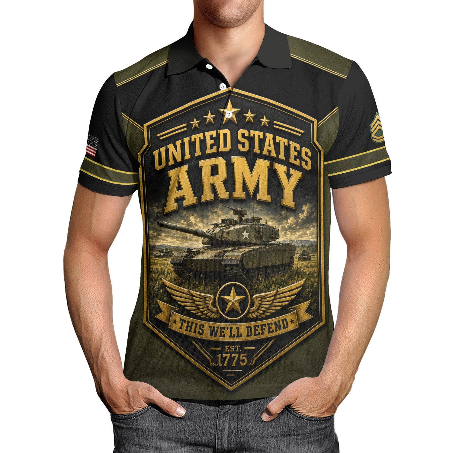 Personalized US Army Soldier 3D All-Over Print Polo Shirt