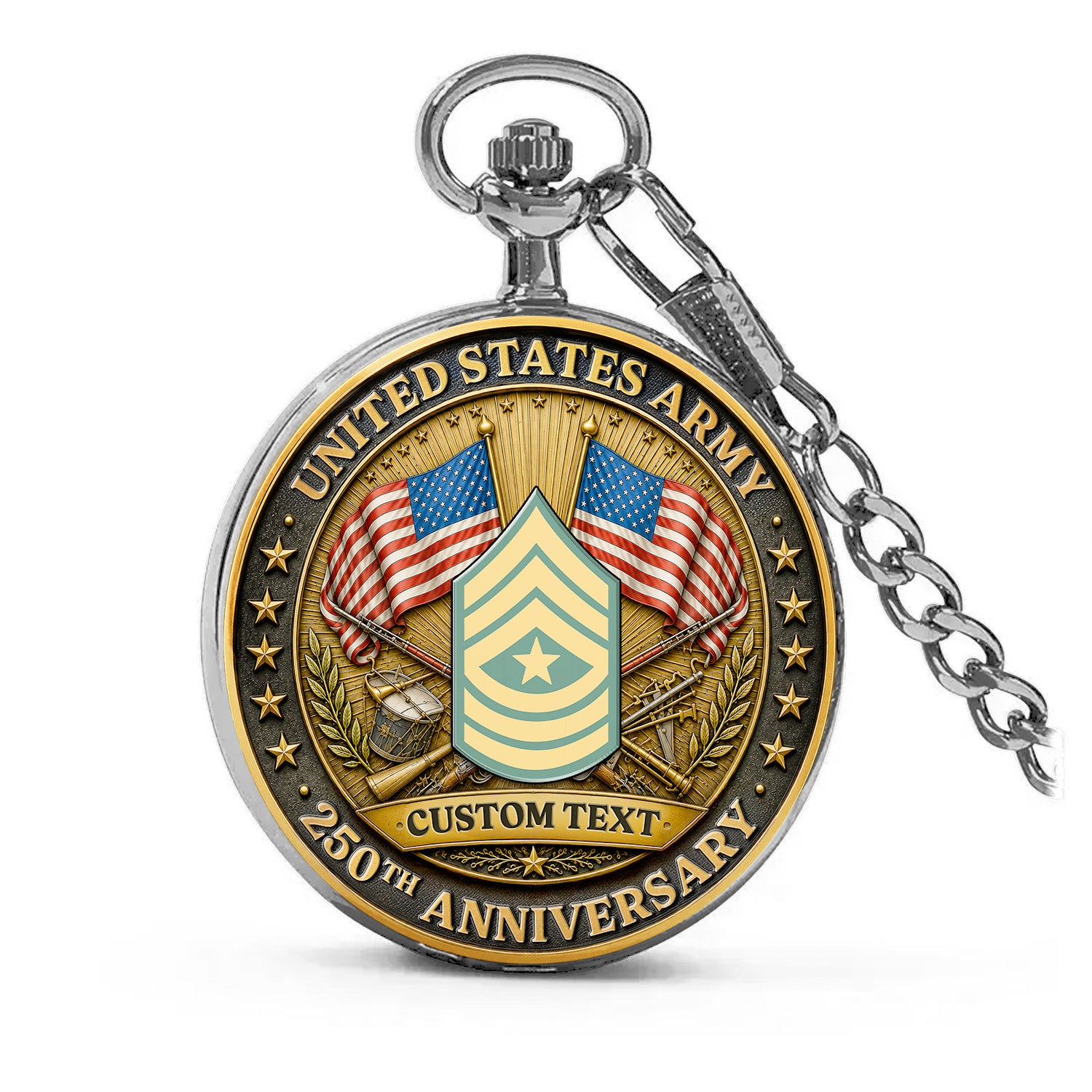Army Rank Name Pocket Watch 250th Anniversary Collectible