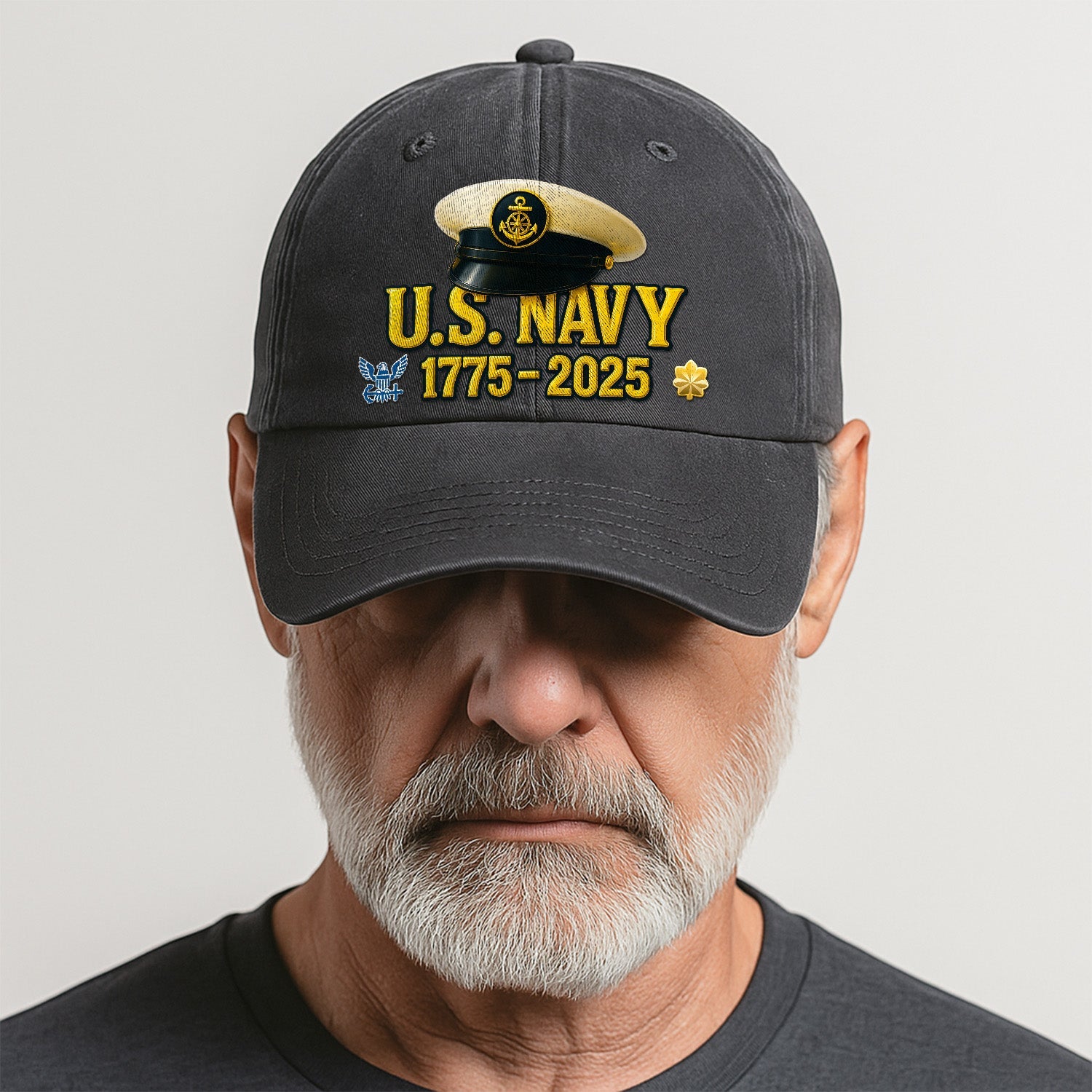Custom Ranks US Navy Premium Washed Denim Cap DC019