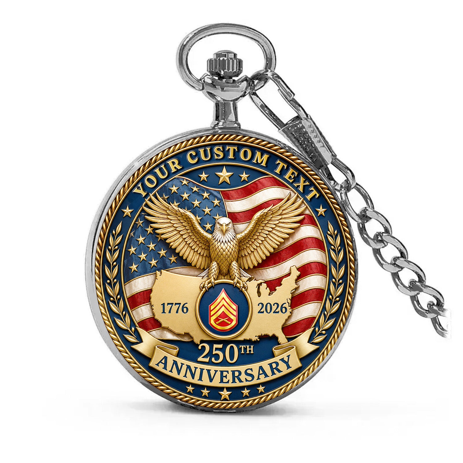 USMC Veteran Pocket Watch Custom Rank and Name