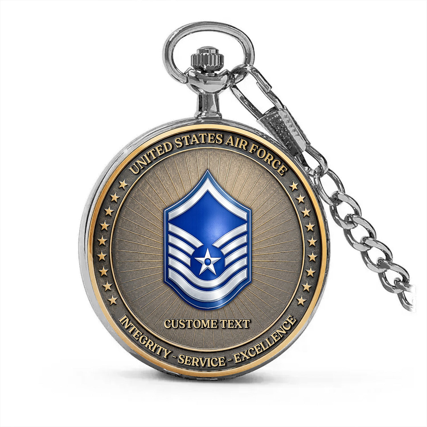 Custom US Air Force Pocket Watch Personalized Veteran Gift