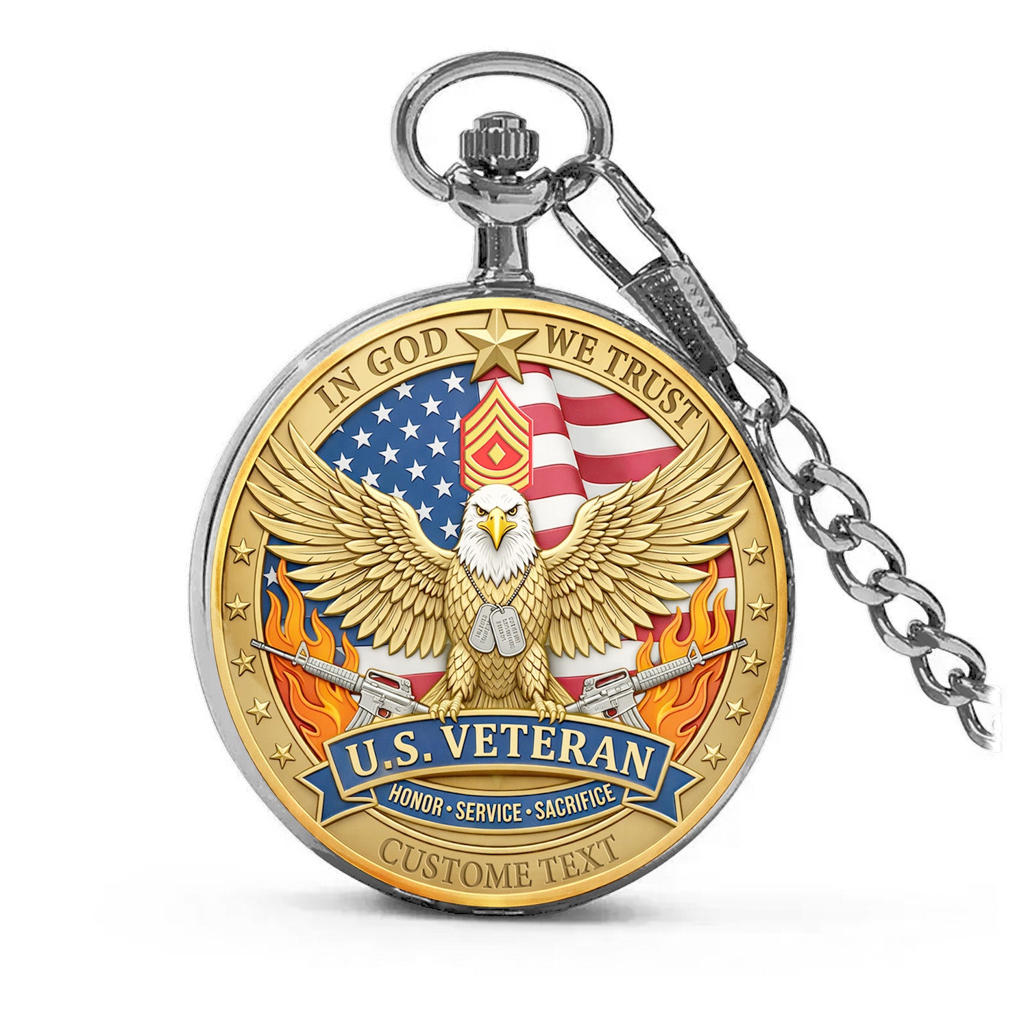 USMC 250th Anniversary Pocket Watch Veteran Gift