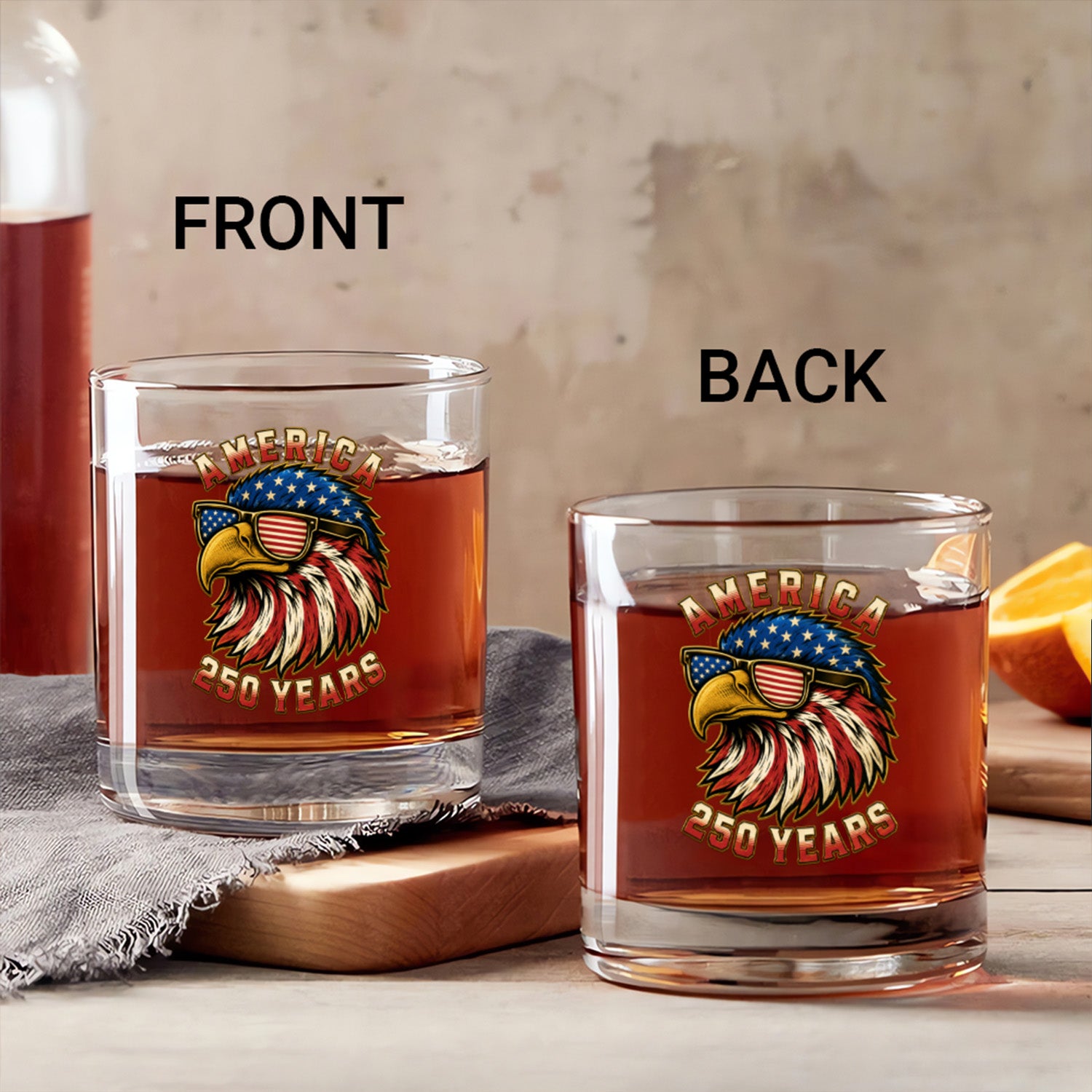 America 250th Anniversary Bourbon Glass Patriotic Gift