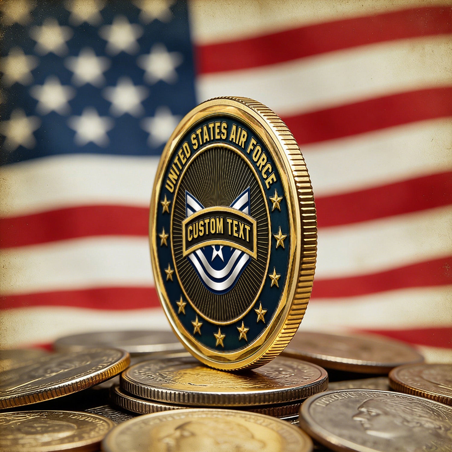 Custom Air Force Service Rank 3D Challenge Coin Tribute