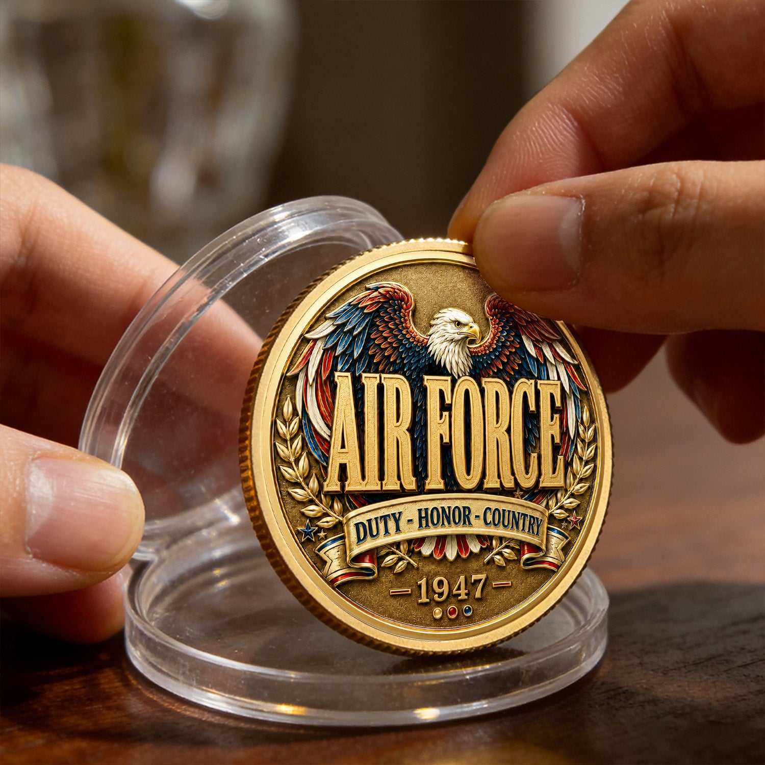 Custom USAF Military Rank Message 3D Challenge Coin
