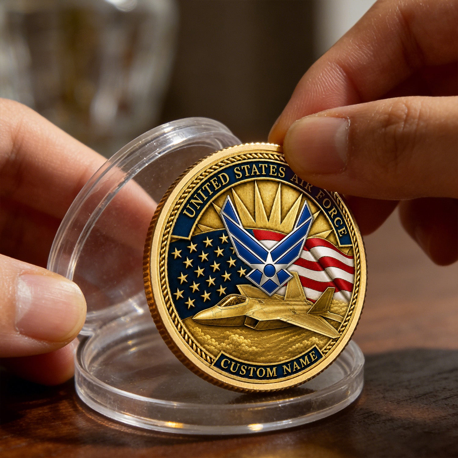 US Air Force Retirement Rank Name 3D Challenge Coin Gift