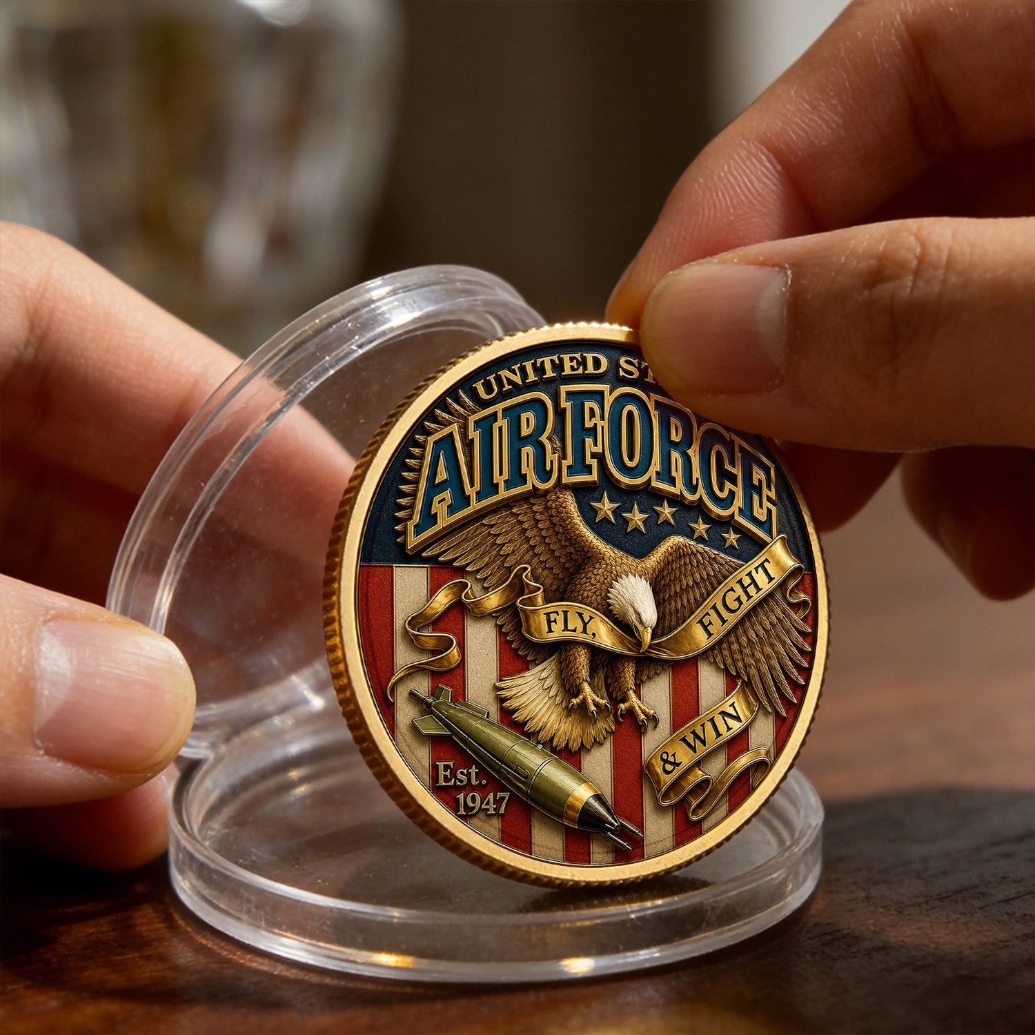 Personalized USAF Enlisted Rank 3D Challenge Coin Gift