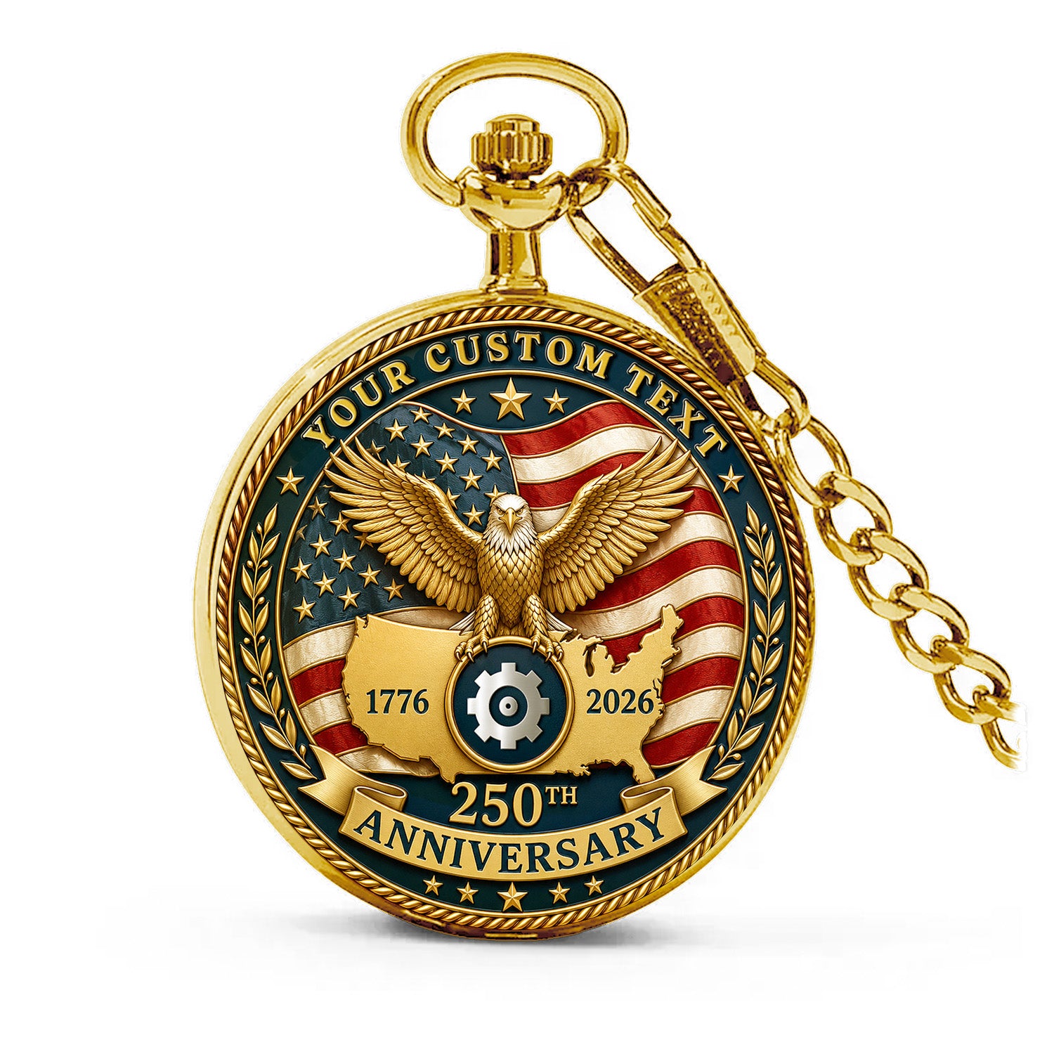 Personalized US Navy Veteran Pocket Watch Custom Name Rank Gift