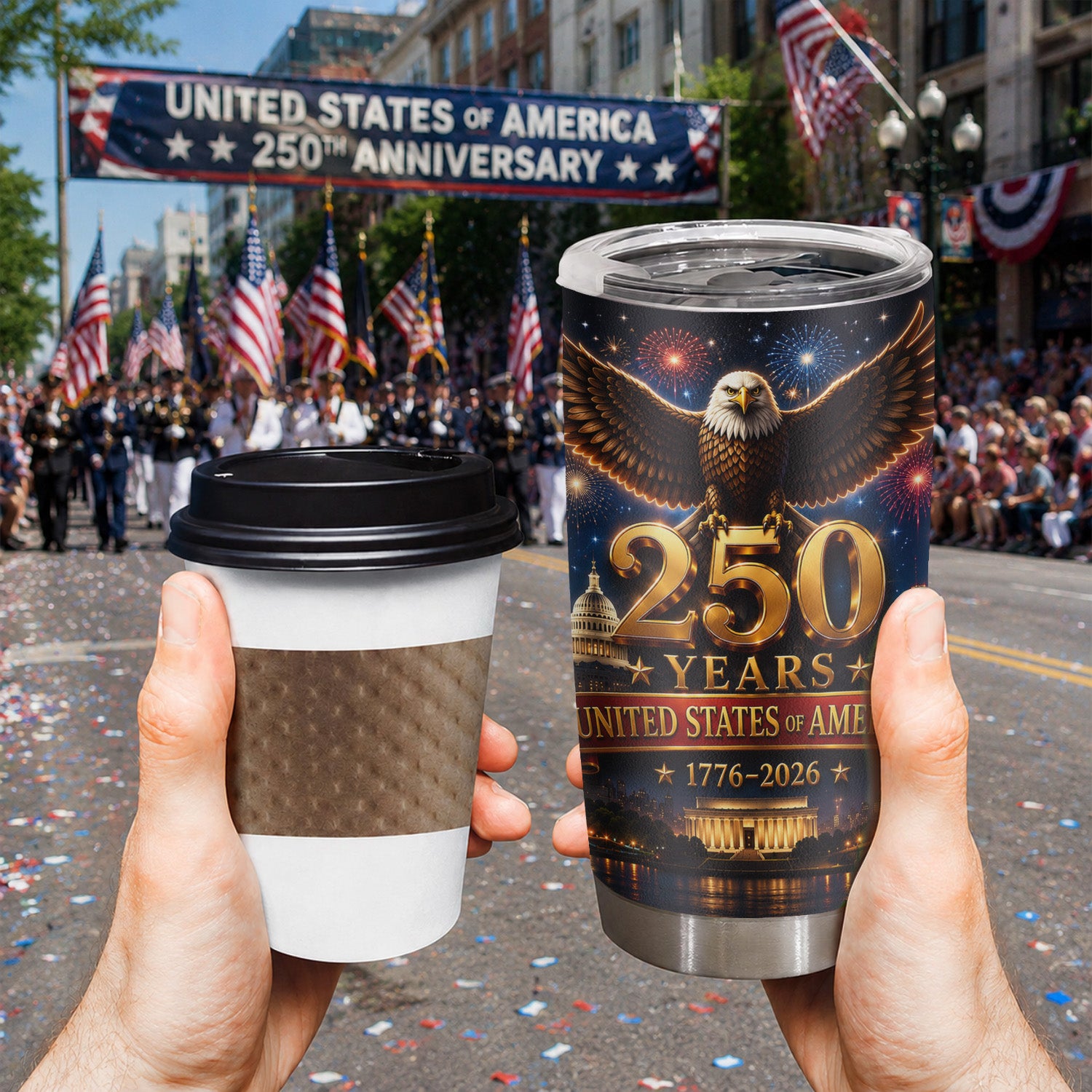 USA 250 Years Patriotic Eagle 20oz Tumbler
