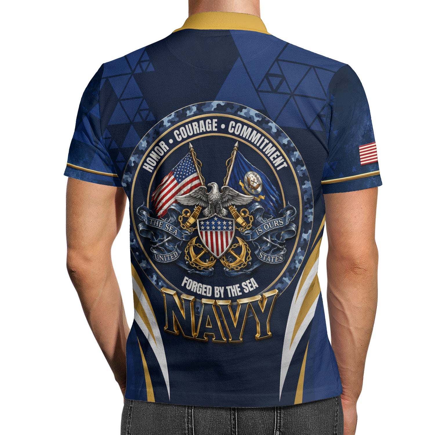 US Navy Military Personalized Rank Polo Shirt Gift for Men