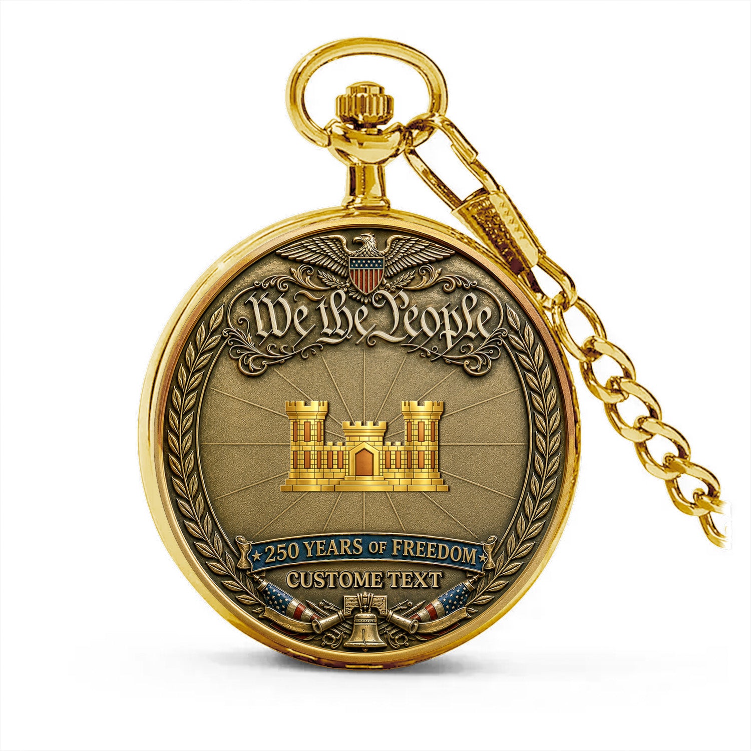 Army 250th Anniversary Custom Name Pocket Watch for Veterans