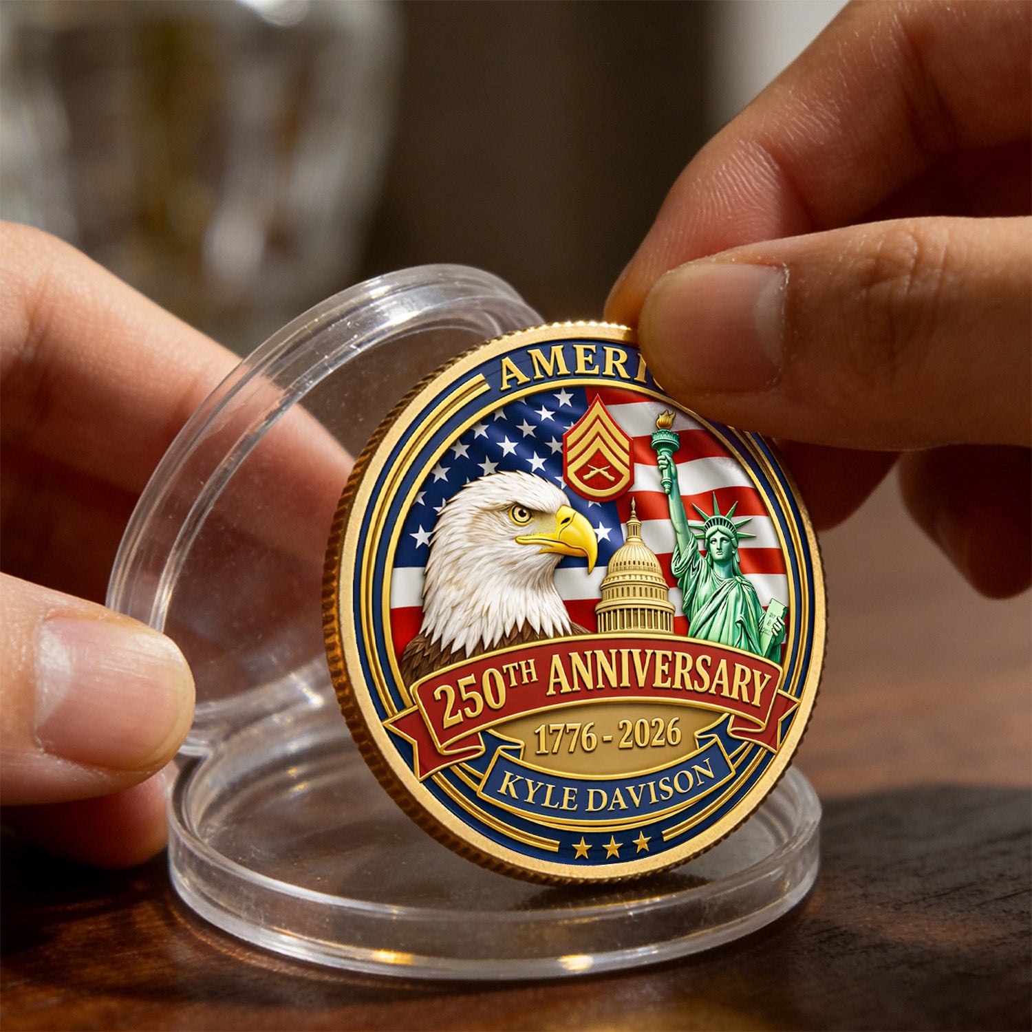 USA 250th Challenge Coin Custom Rank Name USMC