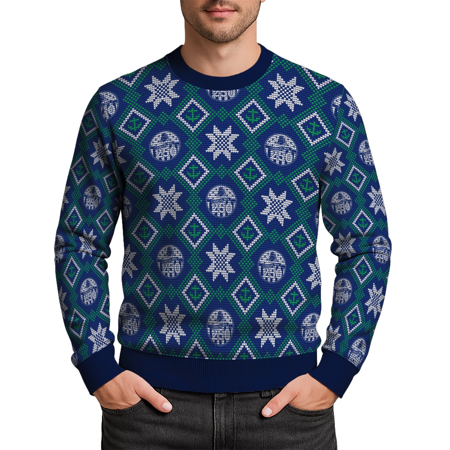 US Navy 250 America Pattern Christmas Ugly Sweater