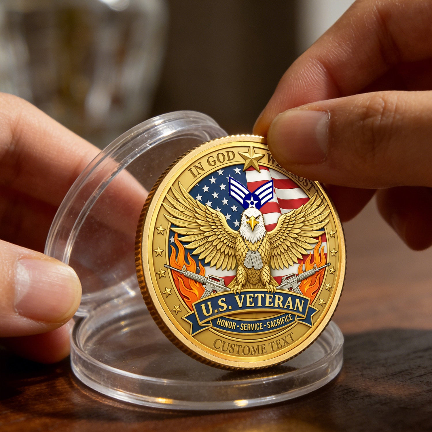 Personalized U.S. Air Force Veteran Eagle Challenge Coin