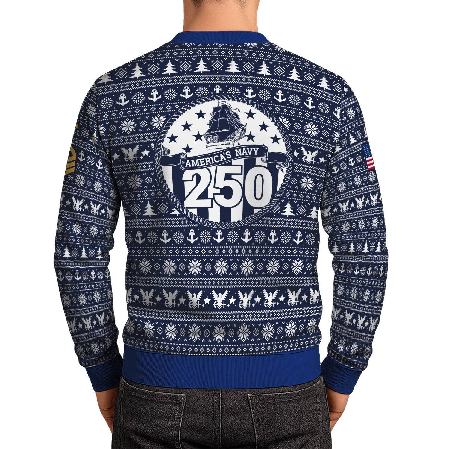 Personalized US Navy Christmas Ugly Sweater KRUST11