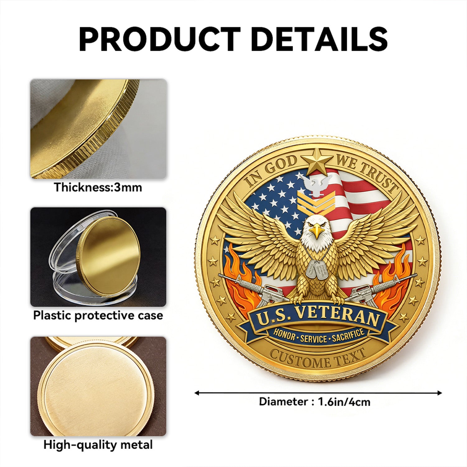 Personalized U.S. Navy Veteran Eagle Challenge Coin