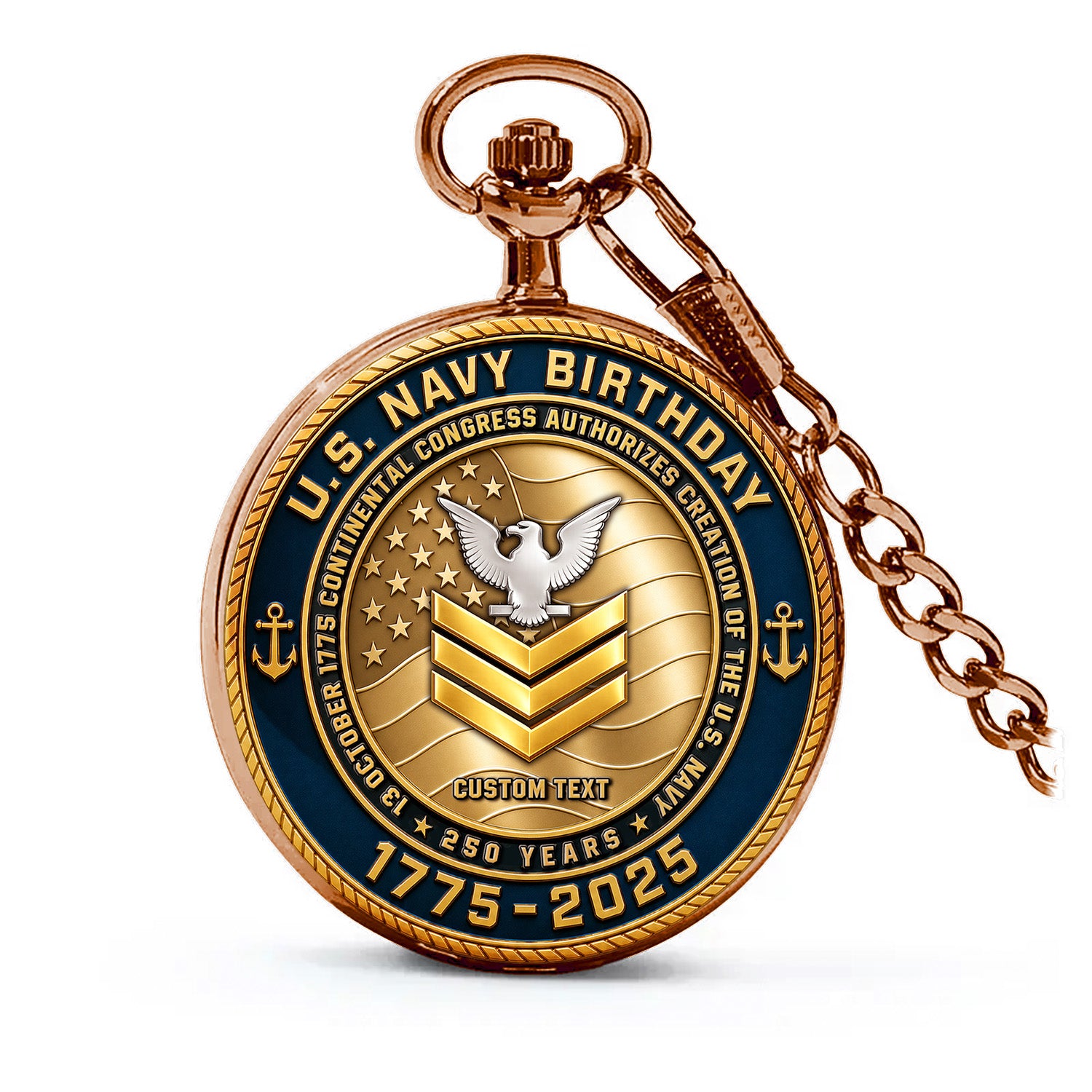 Personalized US Navy Military Pocket Watch 250 Years Gift