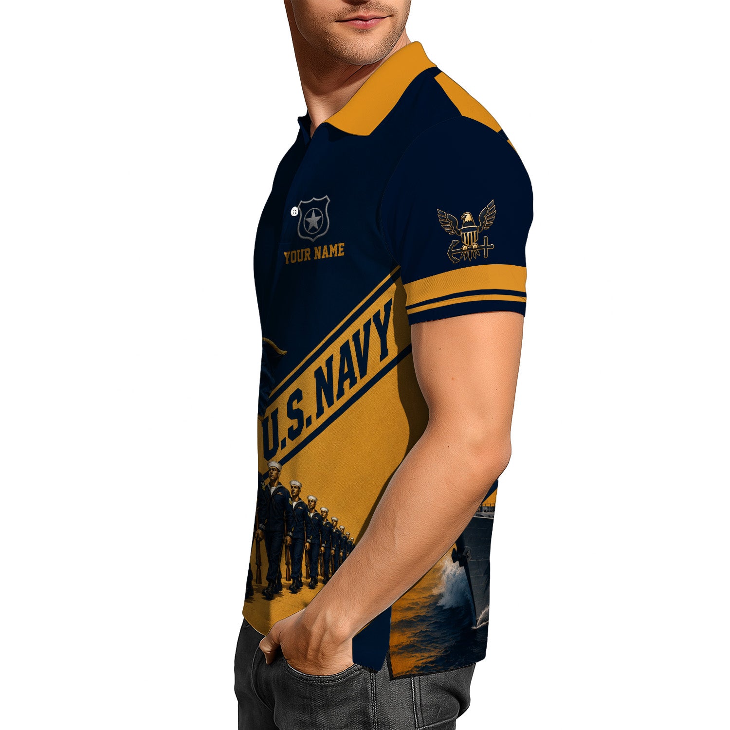 Personalized US Navy Sailor 3D All-Over Print Polo Shirt