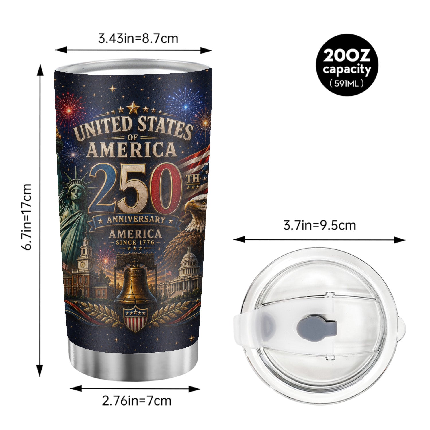 USA 250th Anniversary Eagle Liberty 20oz Tumbler
