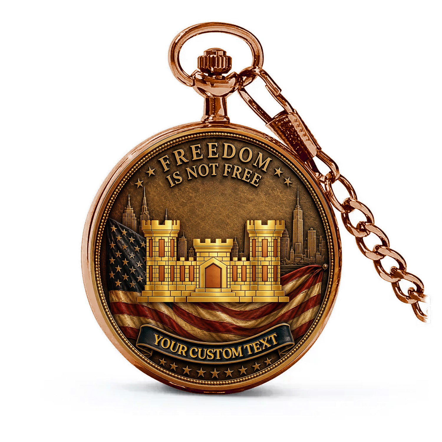 Personalized Army Pocket Watch Custom Rank 250th Anniversary