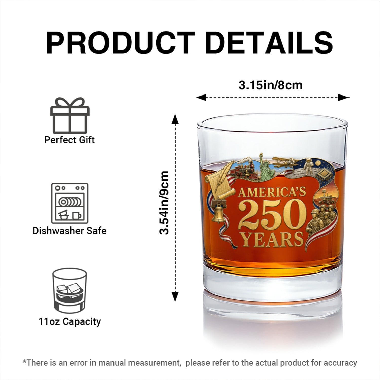 Patriotic Whiskey Glass USA Semiquincentennial Edition