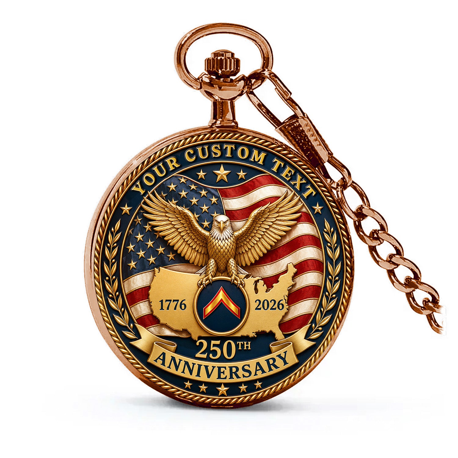USMC Veteran Pocket Watch Custom Rank and Name