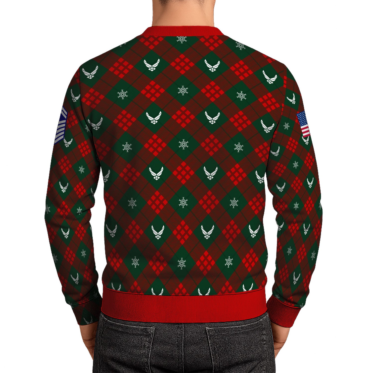 Custom Ranks US Air Force Ugly Christmas Sweater for Women Men KRUST08