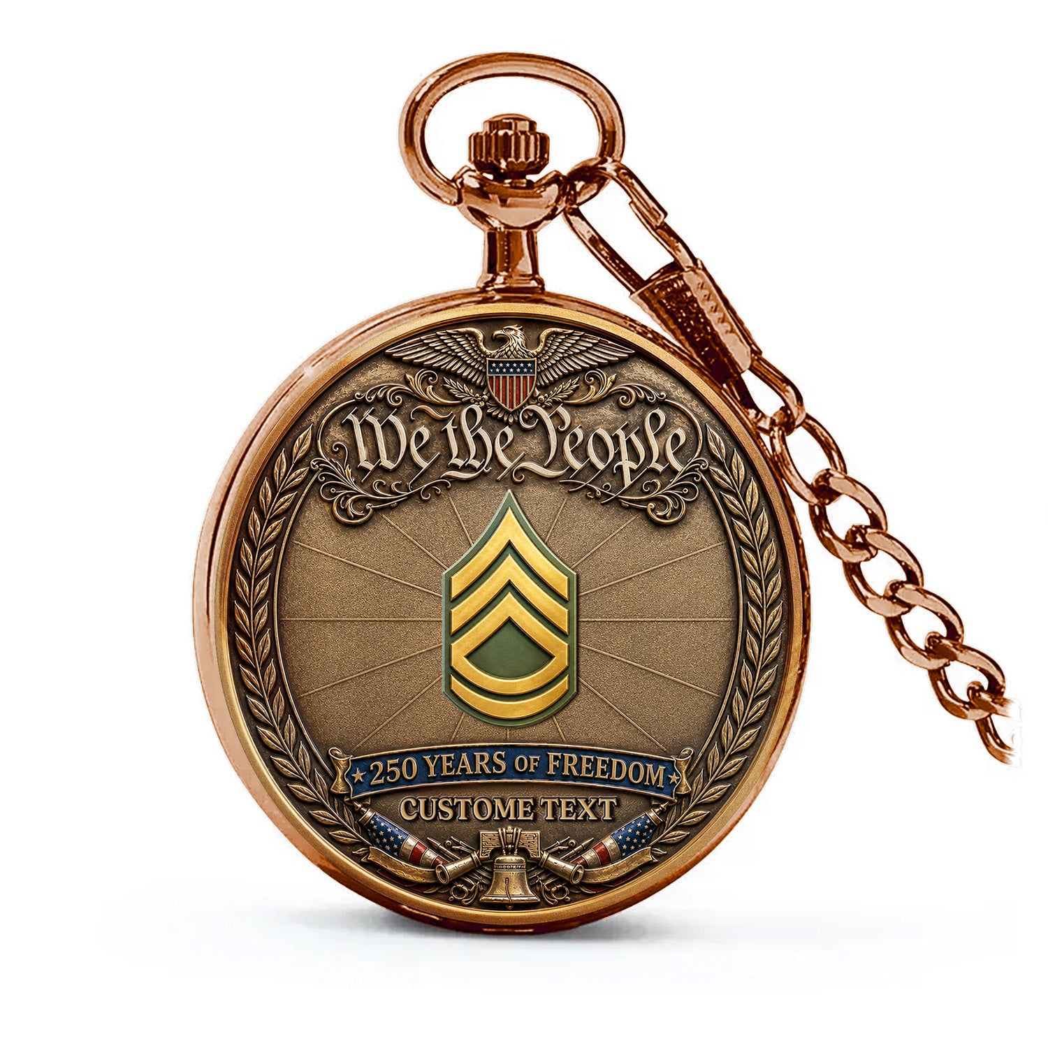 Army 250th Anniversary Custom Name Pocket Watch for Veterans