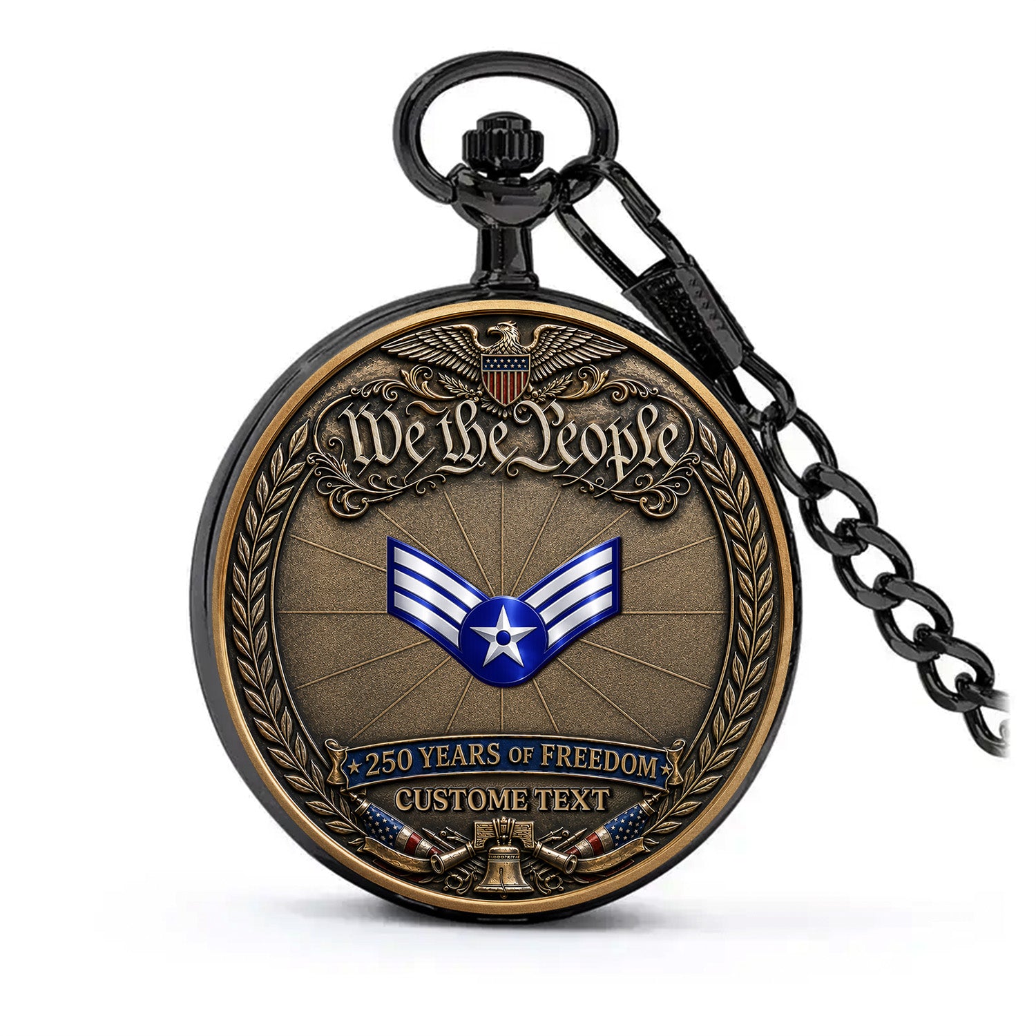 US Air Force 250 Years Pocket Watch Custom Name Rank Gift