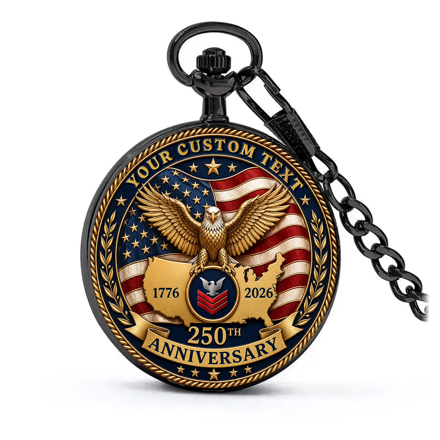 Personalized US Navy Veteran Pocket Watch Custom Name Rank Gift