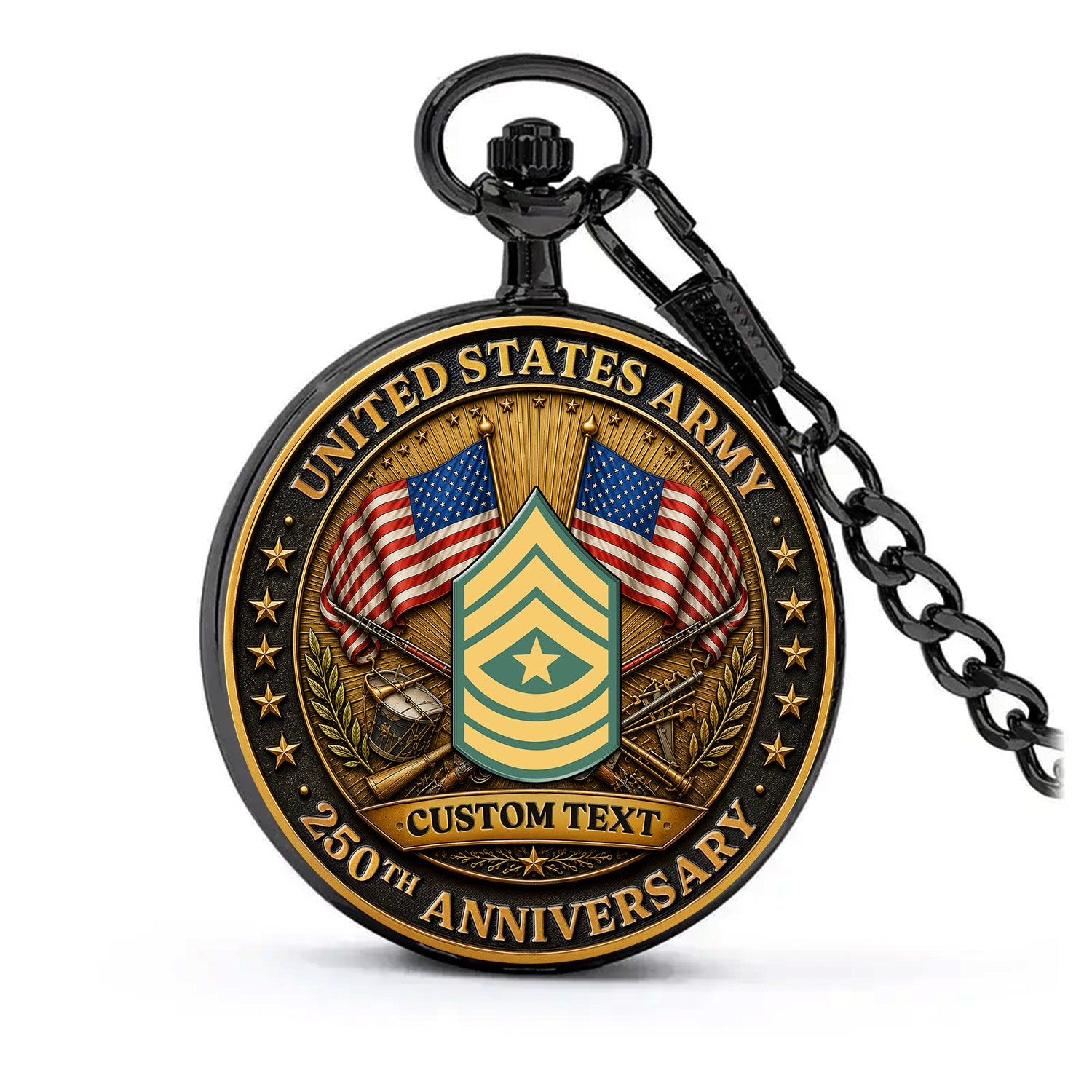 Army Rank Name Pocket Watch 250th Anniversary Collectible