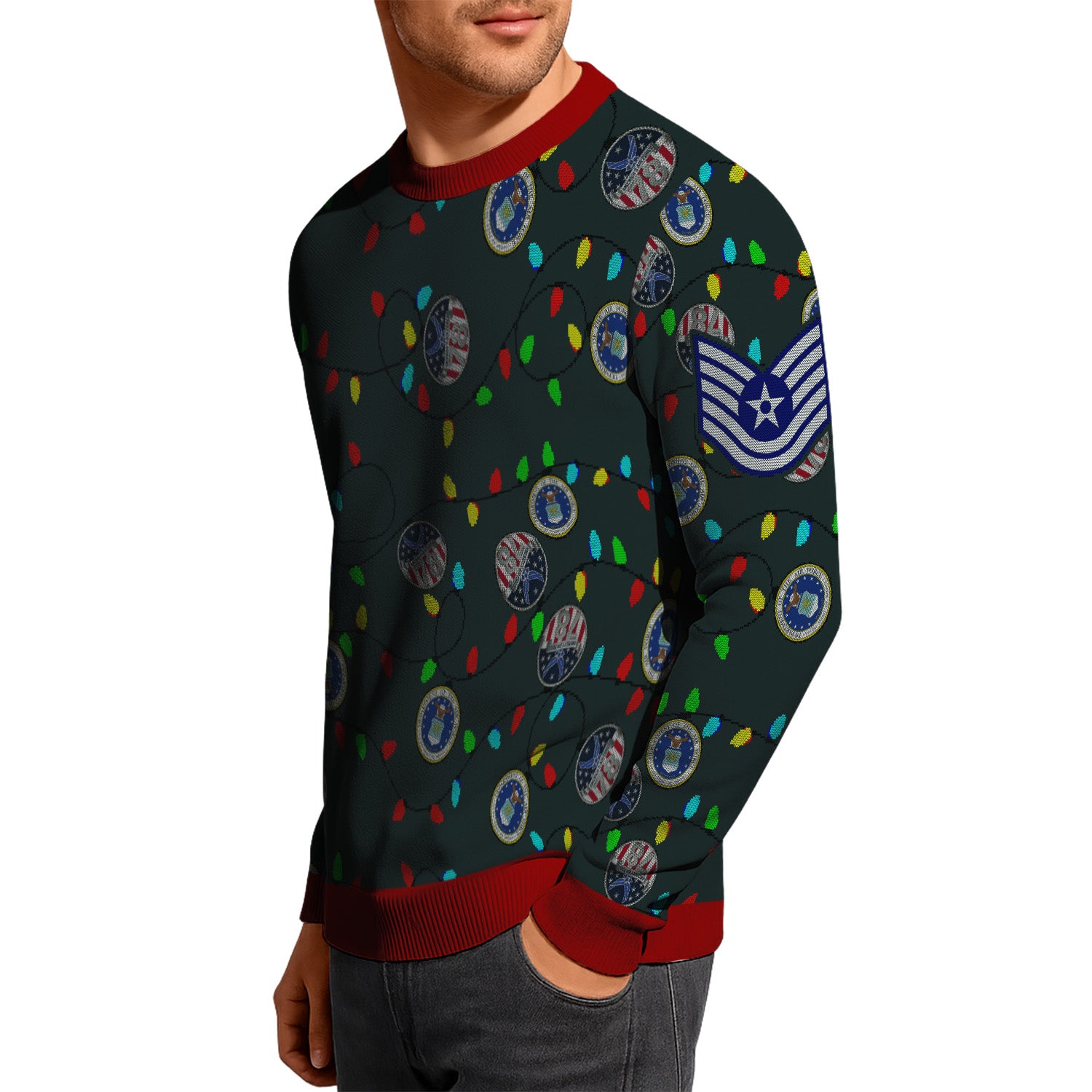 Custom Ranks US Air Force Ugly Christmas Sweater for Women Men KRUST07
